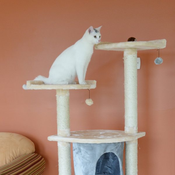 62-inch Faux Fur Cat Tree, Almond with Grey Condo by Armarkat Online Hot Sale - Image 2