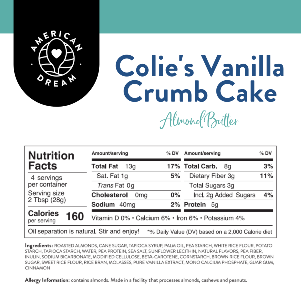 Baby Butter 4oz Gluten-Free Colie s Vanilla Crumb Cake Almond Butter Fashion - Image 3