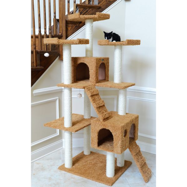 74-inch Ultra-Thick Faux Fur Cat Tree, Ochre Brown by Armarkat For Discount - Image 3