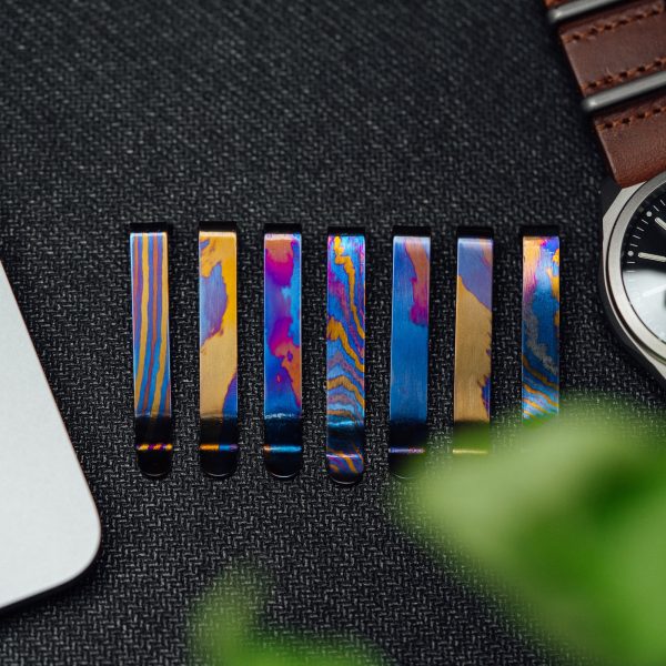 Titanium Damascus Pen Clip Hot on Sale