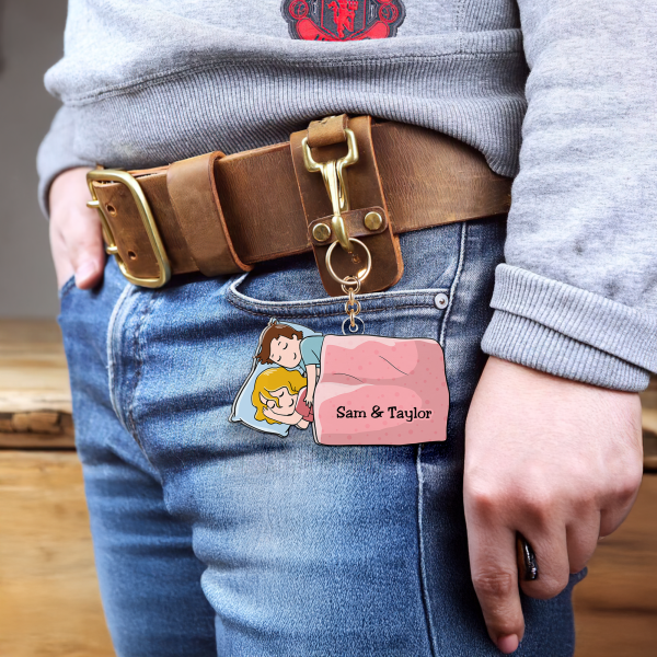 Personalized Gifts For Couple Keychain Couple Sleeping 01QHHU110225HH on Sale - Image 3